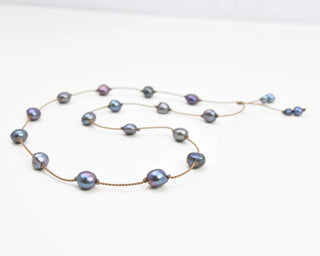 Tula Blue Pearl Duet – Adjustable Pearl Necklace on Waterproof Rope (Doubles as Hatband)