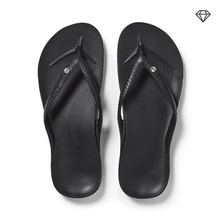 Archie's Crystal Black Support Flip Flops