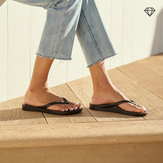 Archie's Crystal Black Support Flip Flops