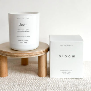 Yam Collective Bloom - 10 oz Peach + Cherry Blossom Matte White Candle