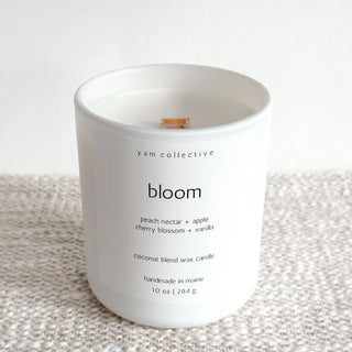 Yam Collective Bloom - 10 oz Peach + Cherry Blossom Matte White Candle