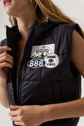 Spiritual Gangster Cosmic Patch Club Stella Puffer Vest