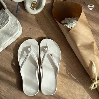 Archie's Crystal White Flip Flops