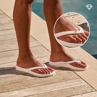 Archie's Crystal White Flip Flops