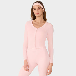 Tavi Fitted Rib Cardigan Ballet Pink