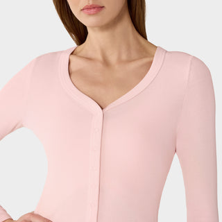Tavi Fitted Rib Cardigan Ballet Pink