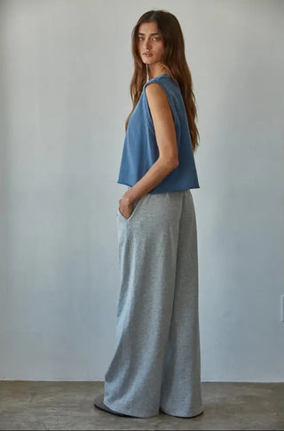 By Together Knit Cotton Pigment Dye Round Neck Tank Top