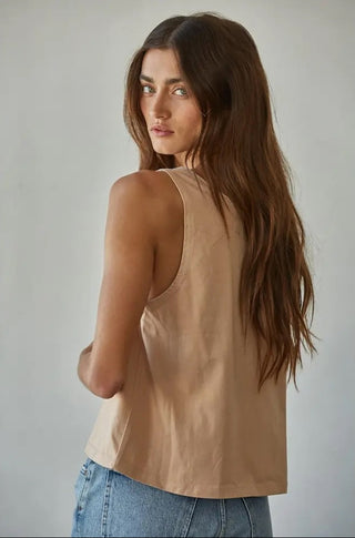 By Together Knit Cotton Scoop Neck Sleeveless Tank Top