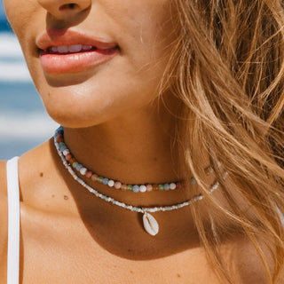 Lotus & Luna Mademoishelle Seed Bead Shell Necklace