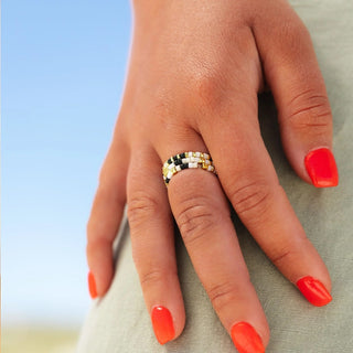 Pura Vida Monochrome Stretch Rings of 3