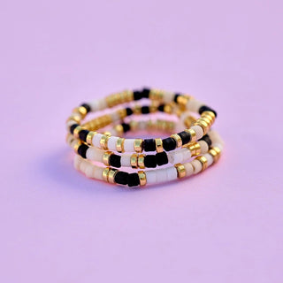 Pura Vida Monochrome Stretch Rings of 3