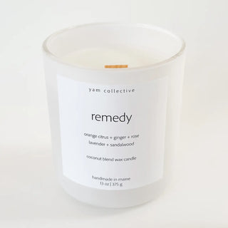 Yam Collective Remedy - 13 oz Tea + Ginger Matte White Glass Candle