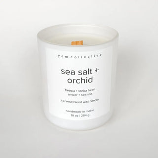 Yam Collective Sea Salt + Orchid - 10 oz Matte White Candle